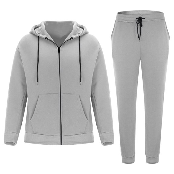 LpwkSSA Men's Fleece Hoodie Sweatpants Set Casual Long Sleeve Pullover Elastic Waist Comfortable Soft Warm Activewear for Daily Life Travel Home Outdoor Gray S