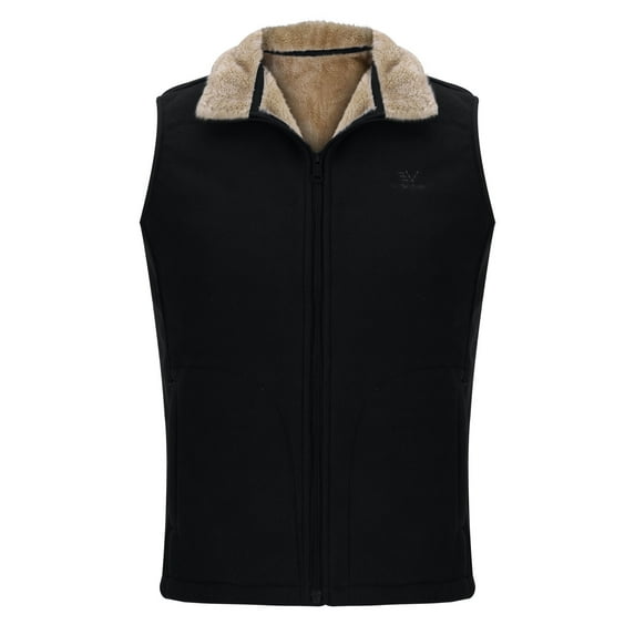 LpwkSSA Men's Fleece Padded Coat Softshell Vest Lightweight Sleeveless Casual Outerwear Vest Sleeveless Jacket with pockets for Outdoor Travel Black L