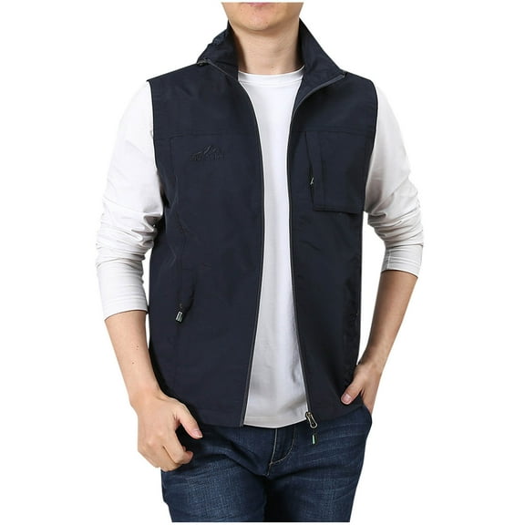 LpwkSSA Men's Fleece Softshell Vest Lightweight Sleeveless Casual Outerwear Vest Sleeveless Jacket with pockets for Outdoor Travel Blue XXXXXL