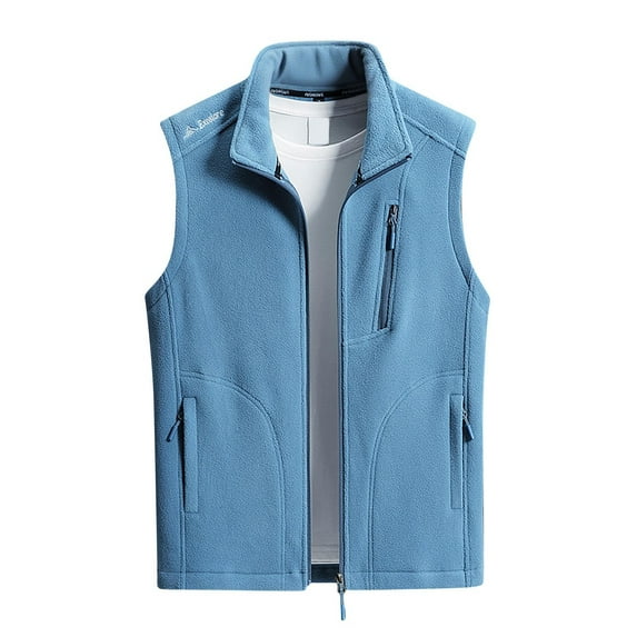 LpwkSSA Men's Fleece Vest Full Zip Polar Lightweight Casual Solid Color Sleeveless Outdoor Jacket Soft Warm Winter Coat Outerwear with Pockets&nbsp; Blue XL