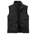 thumbnail image 1 of LpwkSSA Men's Fleece Vest Lightweight Outerwear Zip Up Golf Running Sleeveless Thicken Vest With Pockets for Hiking Travel Black XXL, 1 of 3