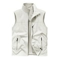 thumbnail image 1 of LpwkSSA Men's Fleece Vest Lightweight Outerwear Zip Up Golf Running Sleeveless Thicken Vest With Pockets for Hiking Travel White XXXL, 1 of 3