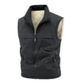 thumbnail image 1 of LpwkSSA Men's Fleece Vest Stand Collar Sleeveless Zipper Placket Vest Jacket with Pockets Solid Color Thickened Velvet Lining Cotton Waistcoat Black XXXXL, 1 of 3