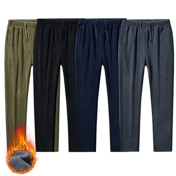 LpwkSSA Men's Fleece Warm Sanitary Pants Straight Leg Drawstring Closure Soft Comfortable with Pockets Elastic Waist Casual Long Pants for Outdoor Daily Wear Suitable for Relaxation Green L