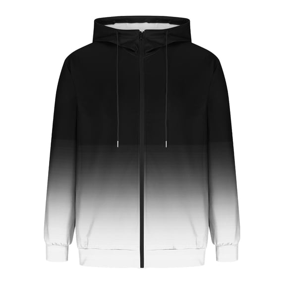 LpwkSSA Men's Gradient Hoodie Sweatshirts Full Zipper Long Sleeve Jacket Slim Fit Windproof Causal Fashion Outerwear with Pockets White L