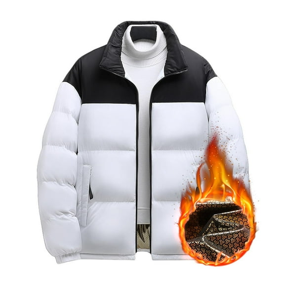 LpwkSSA Men's Heated Coat Winter Warm 6 Heated Zone USB Intelligent Constant Temperature Puffer Jackets Plus Size Solid Color Zip Up Puffer Coat with Hood White L