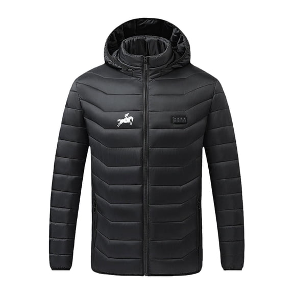 LpwkSSA Men's Heated Warm Down Jacket Four Control 19 Zone Heated Warm Long Sleeve Thermal Causal Fashion Puffer Coat Constant Temperature USB Rechargeable Black M