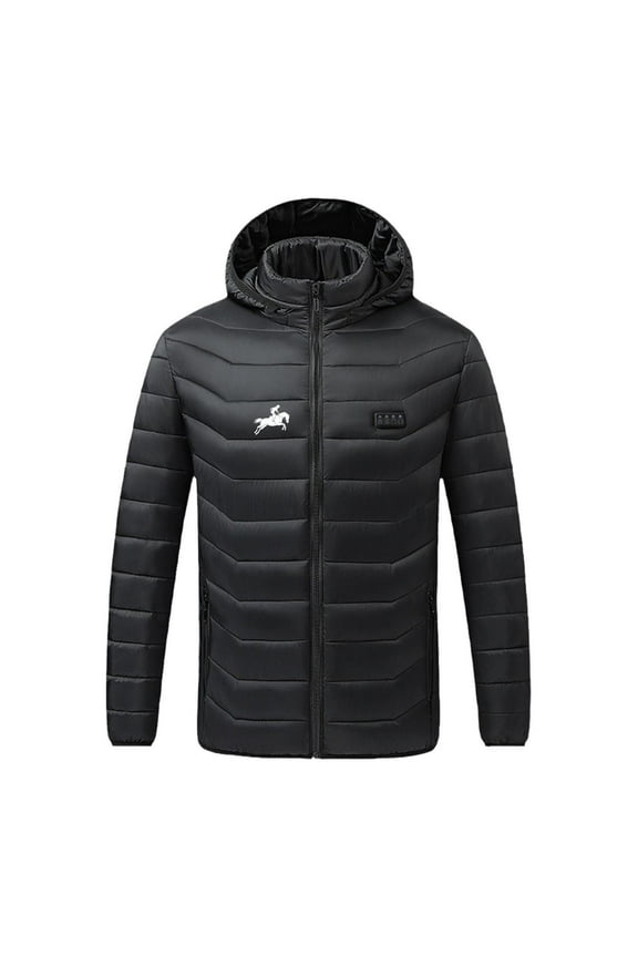 Men's Heated Warm Down Jacket Four Control 23 Zone Heated Warm Long Sleeve Thermal Causal Fashion Puffer Coat Constant Temperature USB Rechargeable Black L