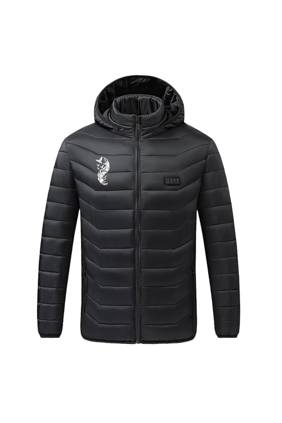 Men's Heated Warm Down Jacket Four Control 21 Zone Long Sleeve Thermal Causal Fashion Puffer Coat with Intelligent Constant Temperature USB Rechargeable Black XXL