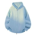 thumbnail image 1 of LpwkSSA Men's Hooded Cardigan Sweaters Two Way Zipper Long Sleeve Oversized Loose Knitwear Coat Solid Color Lightweight Outwear Coat Blue XL, 1 of 8