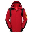 thumbnail image 1 of LpwkSSA Men's Hooded Jacket Casual Faddish Solid Patchwork Long Sleeves Zipper Hooded Stand Collar Outwear Sports Coat Jacket Red L, 1 of 8