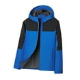 thumbnail image 1 of LpwkSSA Men's Hooded Outwear Coat Casual Faddish Solid Patchwork Long Sleeves Zipper Hooded Stand Collar Outwear Sports Coat Jacket Blue M, 1 of 5