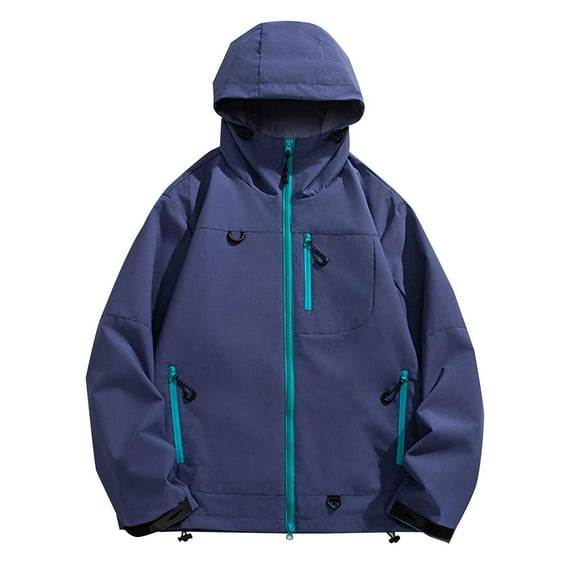 LpwkSSA Men's Hooded Softshell Jacket Waterproof Insulated Windbreaker Winter Warm Fleece Lined Rain Shell Jacket Purple XXL