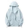 thumbnail image 1 of LpwkSSA Men's Hooded Sweatshirt Casual Solid Color Zip Up Hoodie Long Sleeve Top Jacket with Pocket Blue XXXXXL, 1 of 7