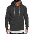 thumbnail image 1 of LpwkSSA Men's Hooded Sweatshirt Comfortable Solid Color Drawstring Half Zipper Pullover Sports Hooded Sweatshirts with Front Pocket Gray S, 1 of 6
