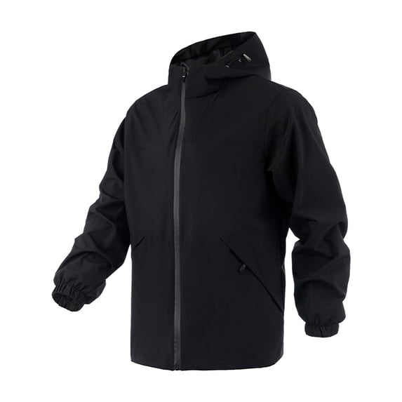 LpwkSSA Men's Hooded Windproof Jacket Lightweight Outdoor Casual Sportswear Solid Color Windbreaker Drawstring Pockets Hooded Coat Black XL