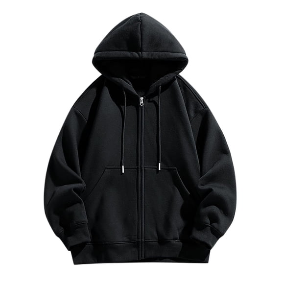 LpwkSSA Men's Hoodie Sweatshirt Cozy Fleece Long Sleeve Pullover with Pocket Casual Oversized Hoodies Jacket Black M