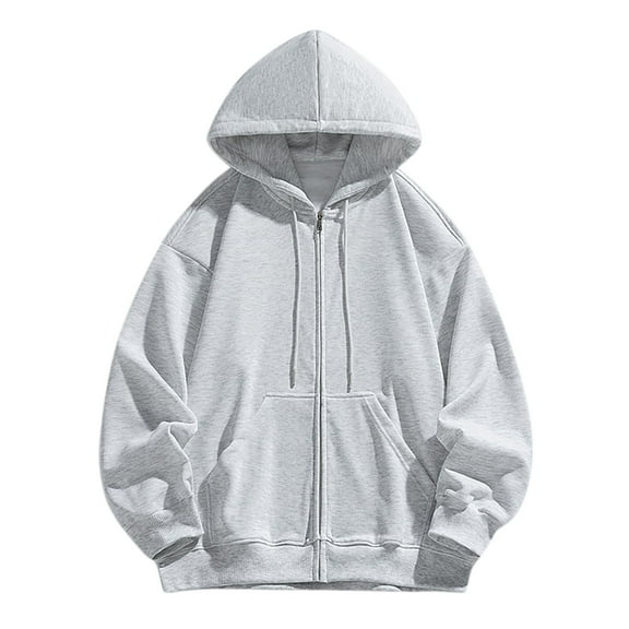 LpwkSSA Men's Hoodie Sweatshirt Cozy Fleece Long Sleeve Pullover with Pocket Casual Oversized Hoodies Jacket Silver M