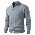 thumbnail image 1 of LpwkSSA Men's Knitted Sweater Fashion Solid Color Stand Collar Dual Zipper Cardigan Sweater Coat Long Sleeve Casual Business Versatile Design Gray XL, 1 of 2
