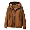 thumbnail image 1 of LpwkSSA Men's Lightweight Loose Coat Hooded Zipper Pocket Casual And Handsome Interchange Drawstring Plus Size Coat with Pocket for Daily Wear Brown XXL, 1 of 3