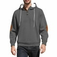thumbnail image 1 of LpwkSSA Men's Linen Hoodies Casual Long Sleeve Pullover Coat Solid Color Lightweight Loose Fit Hooded Sweatshirt Quarter Button Drawstring Coats Gray XXXL, 1 of 9