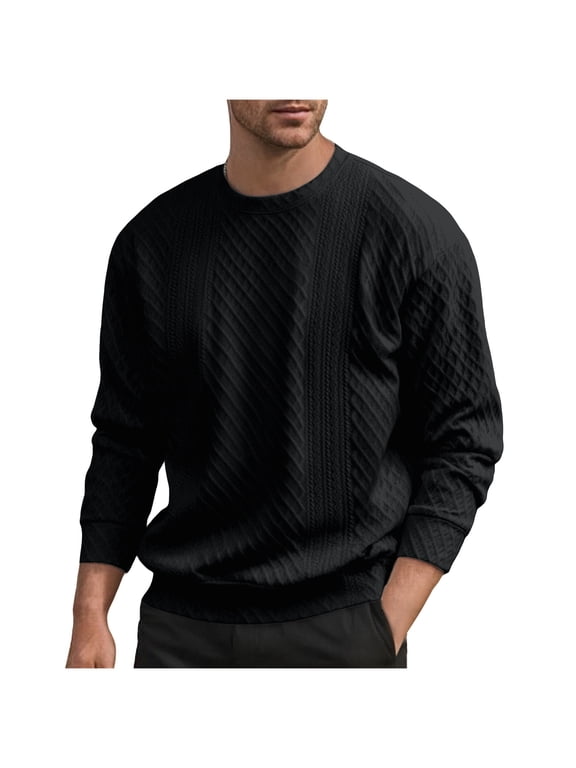 Men's Long Sleeve Round Neck Hoodie Pullover Fashion Casual Comfortable Nylon Spandex Solid Color Soft Lightweight Outdoor Daily Wear Stylish Apparel Black L