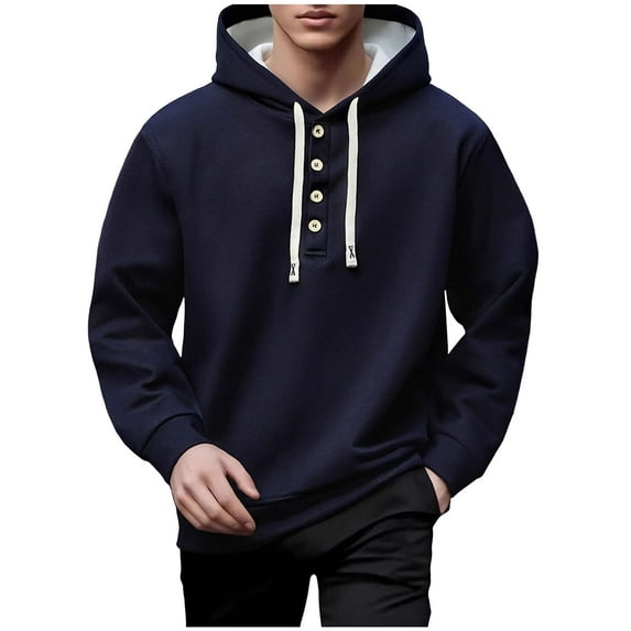 LpwkSSA Men's Long Sleeved Hooded Sweatshirt Soft Breathable Fabric Loose Fit Casual Outdoor Fashion Ideal for Summer Daily Wear Blue M