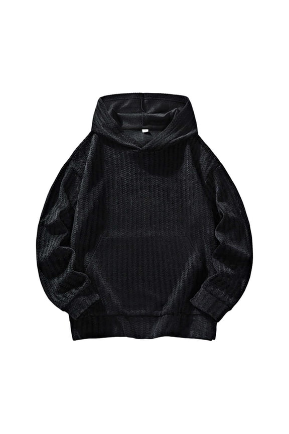 Men's Loose Fit Hooded Sweatshirt Sports Pullover Long Sleeve Casual Pocket Comfortable Breathable Soft Fabric Outdoor Daily Wear Black M