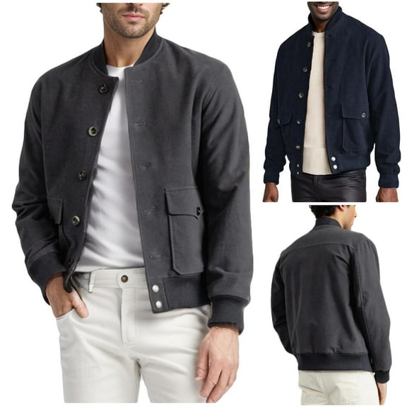 LpwkSSA Men's Outerwear Jackets Button Down Solid Color Long Sleeve Turndown Collar Coat With Pockets Lightweight Casual Jacket Blue L