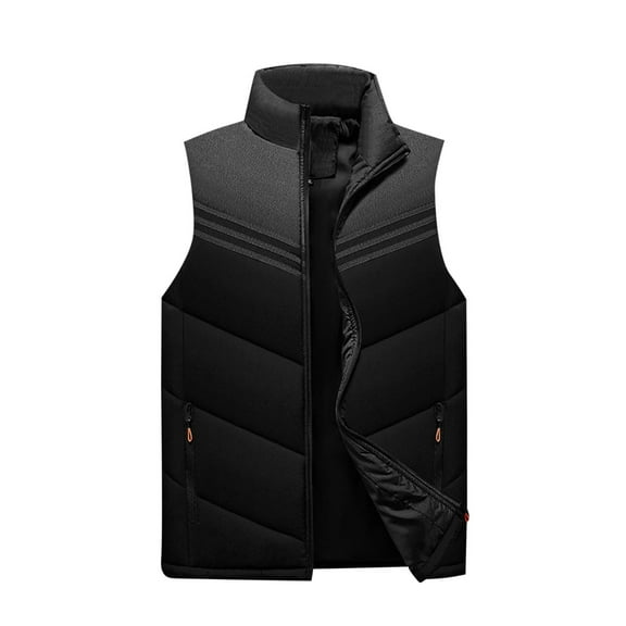 LpwkSSA Men's Outerwear Vest Casual Stand Collar Vest Padded Jacket Coat Vest Outdoor Sports Hooded Golf Vest Windproof Sleeveless Cargo Jacket With Zip Pockets Black XL