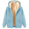 thumbnail image 1 of LpwkSSA Men's Outwear Fleece Lined Coats Oversize Fashion Solid Color Zipper Drawstring Loose Long Sleeve Hooded Thermal Sweatshirt Coat Blue XL, 1 of 3