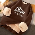 thumbnail image 1 of LpwkSSA Men's Oversize Sherpa Lined Sweatshirts Fall Winter Trendy Letter Print Thickened Thermal Loose Round Neck Long Sleeves Pullover Coat Brown XXXXL, 1 of 3