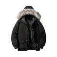 thumbnail image 1 of LpwkSSA Men's Down Padded Coat Winter Casual Solid Color Zipper Pocket Long Sleeve Coat Hooded Parkas Warm Coat Comfortable Leisure Down Coats Black M, 1 of 9