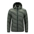 thumbnail image 1 of LpwkSSA Men's Padded Coats Solid Color Zipper Lightweight Hooded Winter Warm Cotton Jacket Long Sleeve Parkas Mens Waterproof Jacket Great Gifts for Less Green L, 1 of 8
