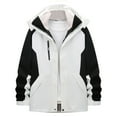 thumbnail image 1 of LpwkSSA Men's Patchwork Coats Casual Faddish Solid Patchwork Long Sleeves Zipper Hooded Stand Collar Outwear Sports Coat Jacket White S, 1 of 3