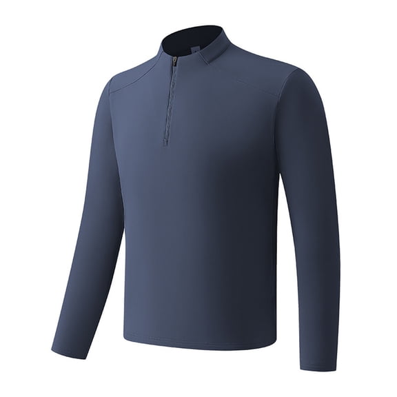 LpwkSSA Men's Plain Solid Color Sports Warm Round Neck Long Sleeve Fitness Clothing Blue XXXXL