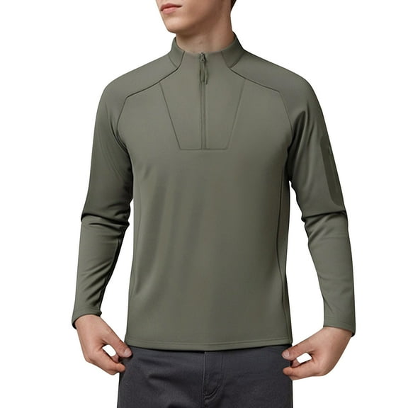 LpwkSSA Men's Plain Solid Color Sports Warm Round Neck Long Sleeve Fitness Clothing Green XXXL