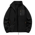 thumbnail image 1 of LpwkSSA Men's Polar Fleece Jacket Stand-Up Collar Long Sleeve Zipper Windproof Coat with Pockets Solid Color Loose Fit Winter Outwear Black S, 1 of 7