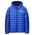 thumbnail image 1 of LpwkSSA Men's Puffer Coat Hooded Long Sleeve Zip Up Coat with Pockets Thermal Casual Street Style Insulated Outdoor Parka Cold Weather Wear Blue XXS, 1 of 9