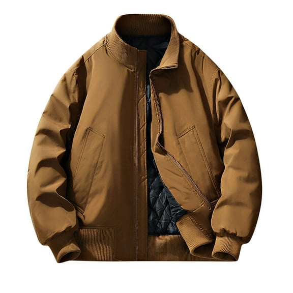 LpwkSSA Men's Puffer Jacket Lightweight Water Resistant Quilted Puffy Coat Warm Winter Insulated Jackets Outdoor Running Jogging Athletic Outwear Brown XXL