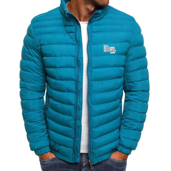 LpwkSSA Men's Puffer Jacket Solid Thickened Warm Medium Long Casual Coat Coat Long Sleeve Detachable Hooded Pocket Coat Blue XXL