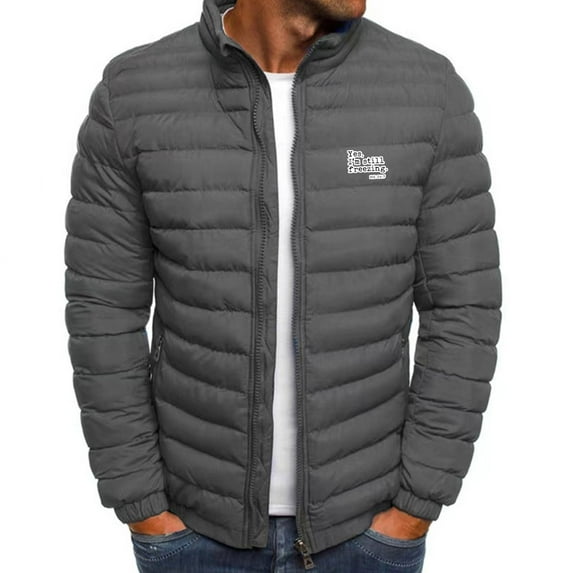 LpwkSSA Men's Puffer Jacket Solid Thickened Warm Medium Long Casual Coat Coat Long Sleeve Detachable Hooded Pocket Coat Gray S