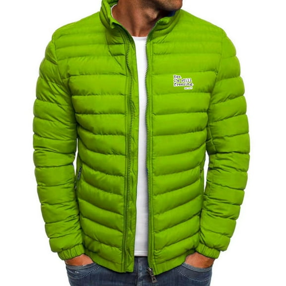 LpwkSSA Men's Puffer Jacket Solid Thickened Warm Medium Long Casual Coat Coat Long Sleeve Detachable Hooded Pocket Coat Green S