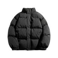 thumbnail image 1 of LpwkSSA Men's Puffer Jacket Zipper-Up Parka Solid Color Stand Collar Long Sleeve Jacket Fall Winter Warm Thicken Padded Coat Outerwear Black XXXXXL, 1 of 8