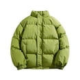 thumbnail image 1 of LpwkSSA Men's Puffer Jacket Zipper-Up Parka Solid Color Stand Collar Long Sleeve Jacket Fall Winter Warm Thicken Padded Coat Outerwear Green L, 1 of 8