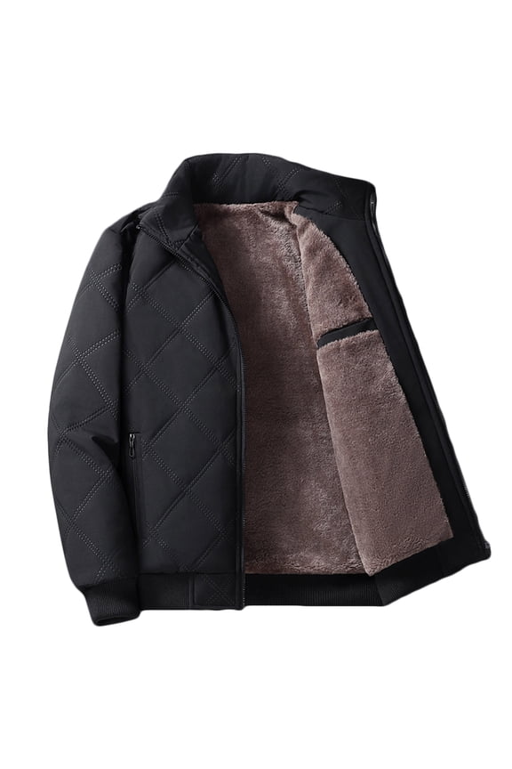 Men's Puffer Outerwear In Plus Size Cotton And Velvet Flight Suit Outdoor Jacket Long Sleeved Cotton Suit Black M