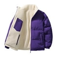 thumbnail image 1 of LpwkSSA Men's Puffer Parkas Jacket Fashionable Casual Velvet Outdoor Solid Color Double Sided Thick Long Sleeved Cotton Jacket Black Purple XXL, 1 of 8