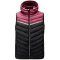thumbnail image 1 of LpwkSSA Men's Puffer Vest Color Blocking Hooded Button With Pockets Stand Collar Zipper Top Sleeveless Padded Jacket Fishing Vests for Men Christmas Gift Black XL, 1 of 8