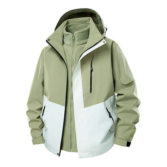 LpwkSSA Men's Rain Jacket Solid Color Outdoor Climb Sport Run Coat with Pocket Zipper Long Sleeved Hooded Winter Rain Coats Green XXXXXL