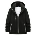 thumbnail image 1 of LpwkSSA Men's Raincoats Windbreaker Casual Faddish Color Matching Patchwork Long Sleeves Zipper Hooded Stand Collar Outwear Sports Coat Jacket Black M, 1 of 3